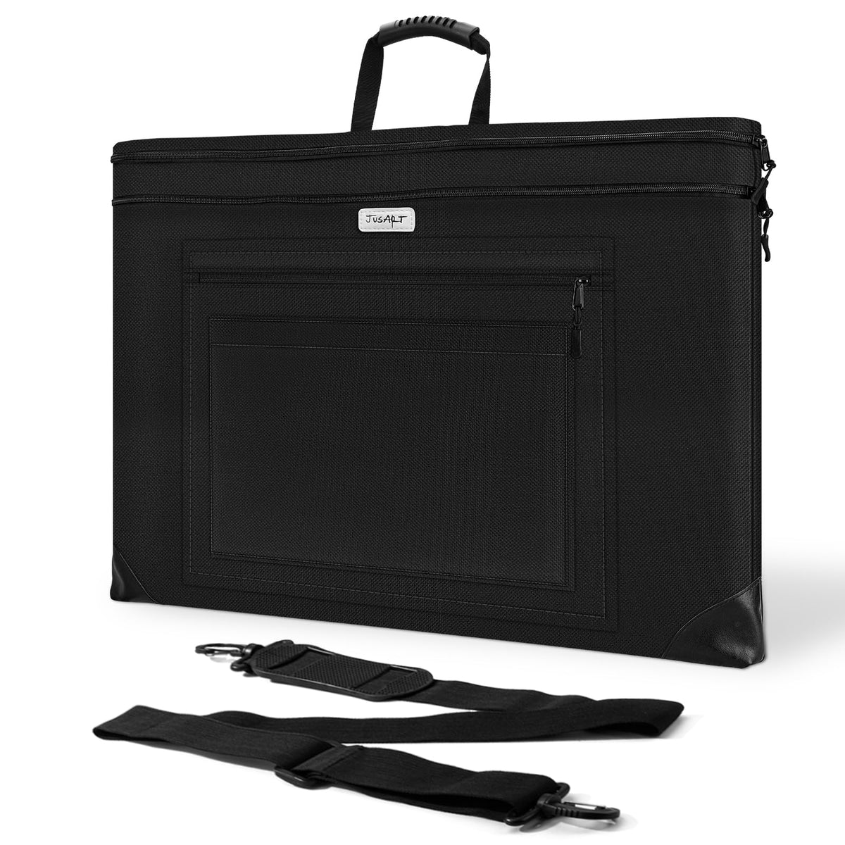 JusArt Art Portfolio Bag, 24x36 Light Weight Portfolio Folder Case with Adjustable Shoulder Strap, Leather Corners, Waterproof Art Bag for Artists and Students for Artwork, Poster, Sketching, Drawing