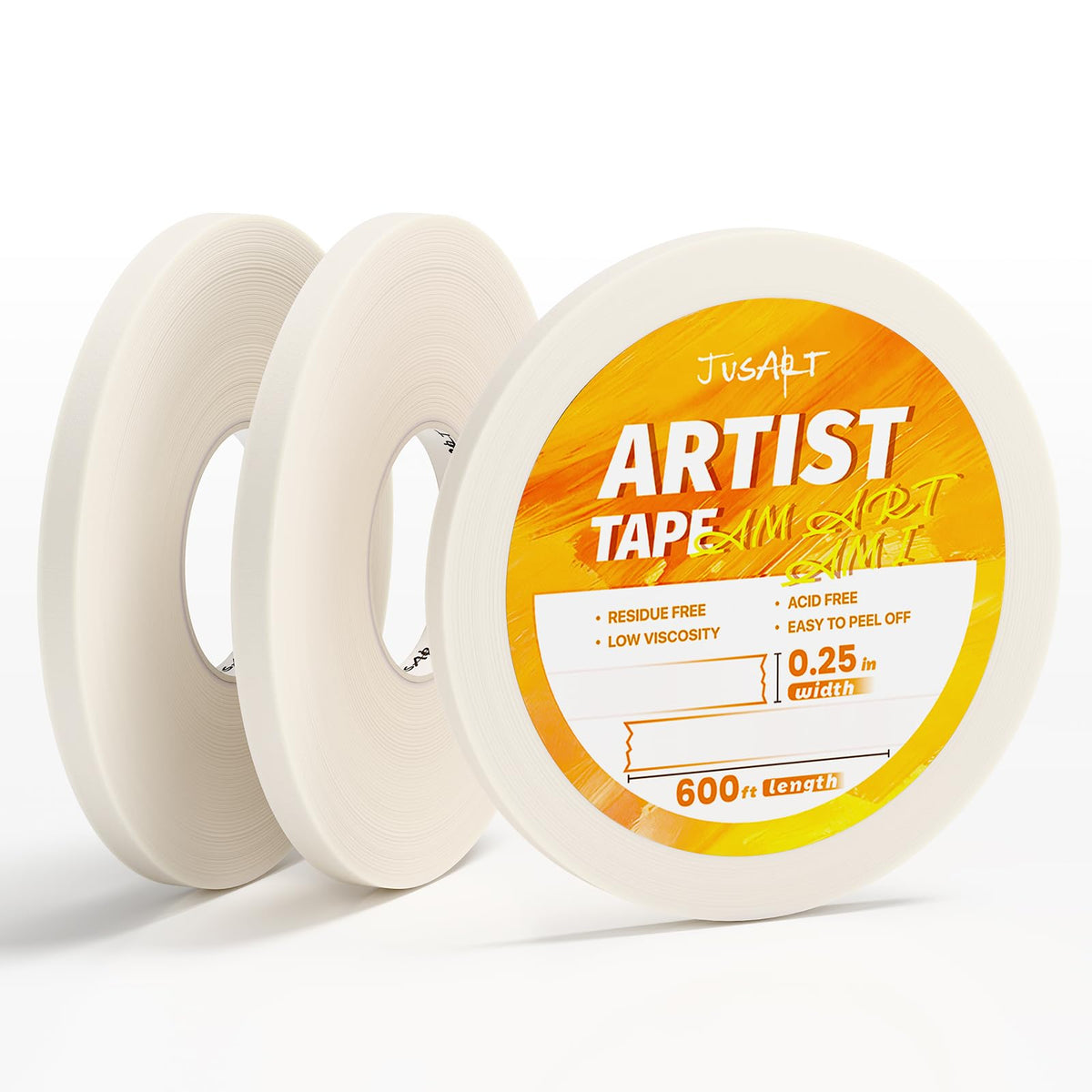 JusArt 3 Pack Artist Tape for Watercolor Paper, 1/4 inch Wide
