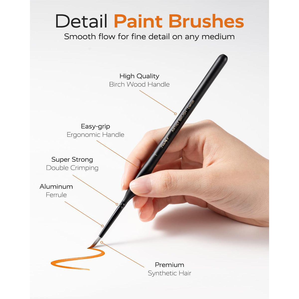 JusArt 24-Piece Detail Paint Brush Set, Miniature Paint Brushes for Models, Acrylic Oil Watercolor, Professional Fine Detail Brushes for Adults & Miniature Painters
