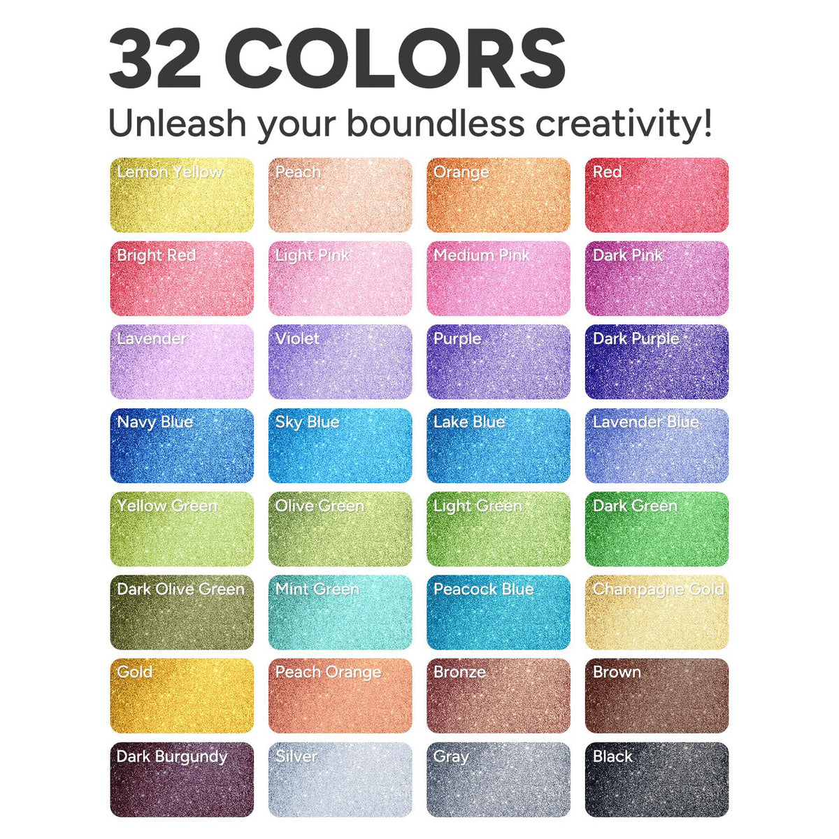 JusArt 32 Colors Glitter Markers, Glitter Paint Pens Sparkly and Shiny for DIY Card Making, Coloring, Scrapbooking,Wood, Stone, Fabric, Rock - 0.7mm Extra Fine Acrylic Paint Markers