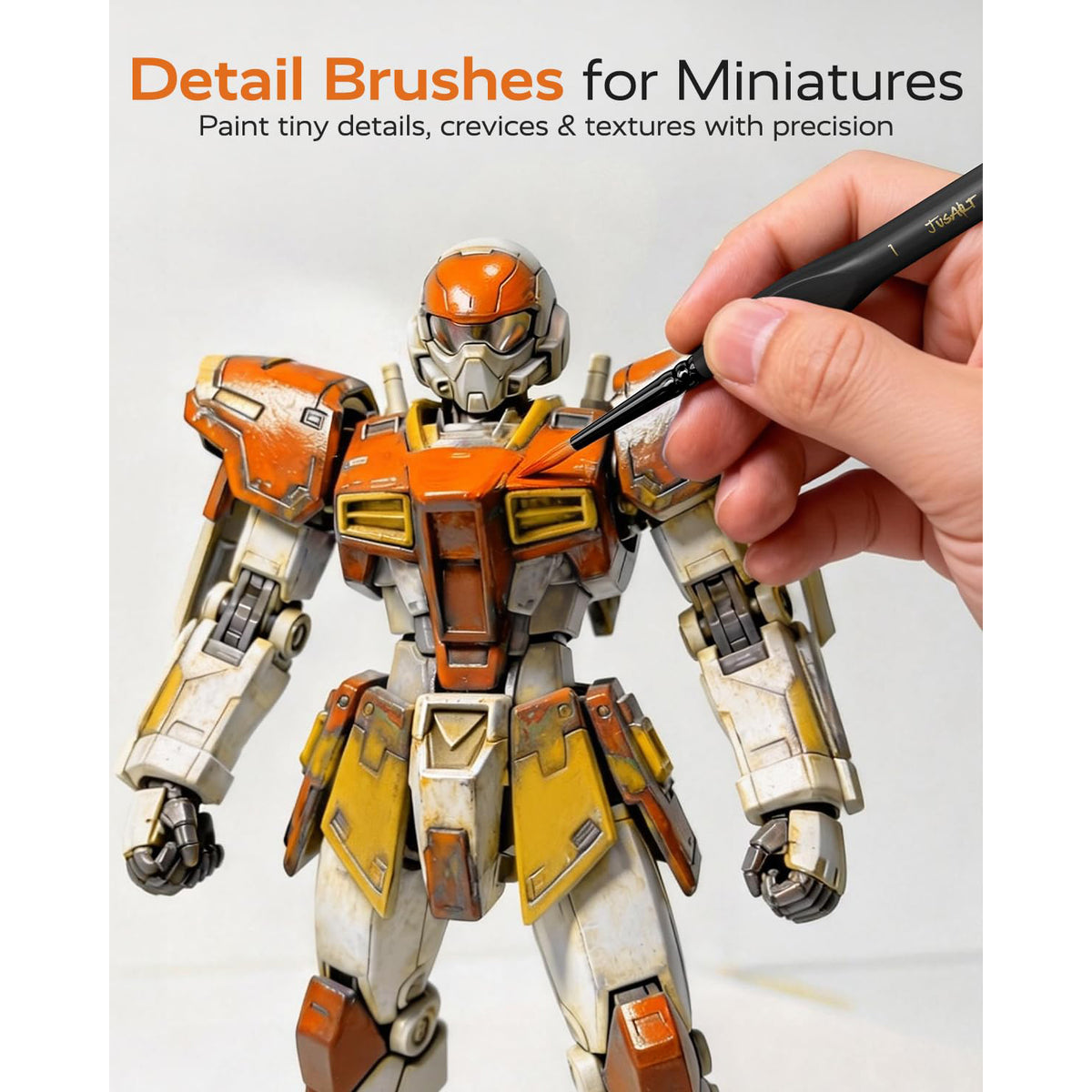 JusArt 10-Piece Detail Paint Brush Set, Miniature Paint Brushes for Models, Acrylic Oil Watercolor, Professional Fine Detail Brushes for Adults & Miniature Painters