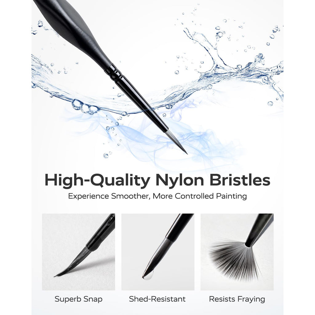JusArt 10-Piece Detail Paint Brush Set, Miniature Paint Brushes for Models, Acrylic Oil Watercolor, Professional Fine Detail Brushes for Adults & Miniature Painters