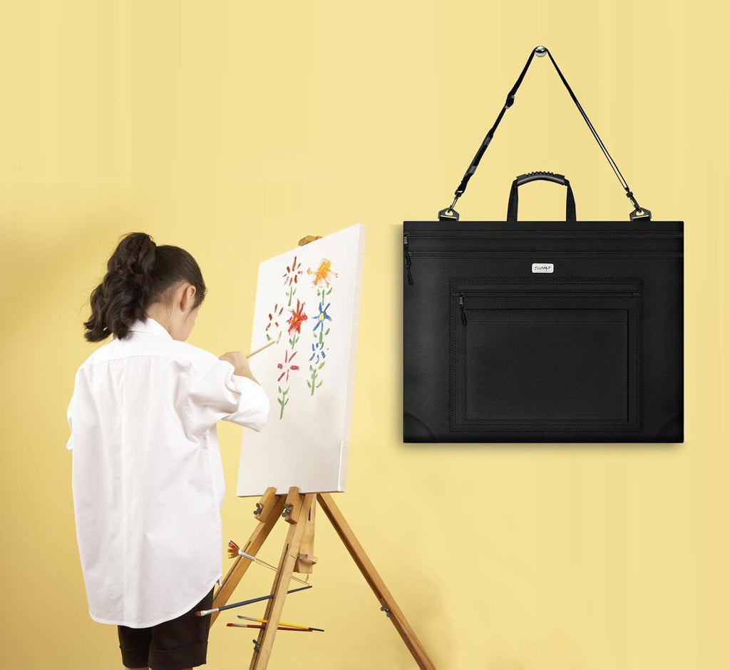 JusArt Art Portfolio Bag, 24x36 Light Weight Portfolio Folder Case with Adjustable Shoulder Strap, Leather Corners, Waterproof Art Bag for Artists and Students for Artwork, Poster, Sketching, Drawing